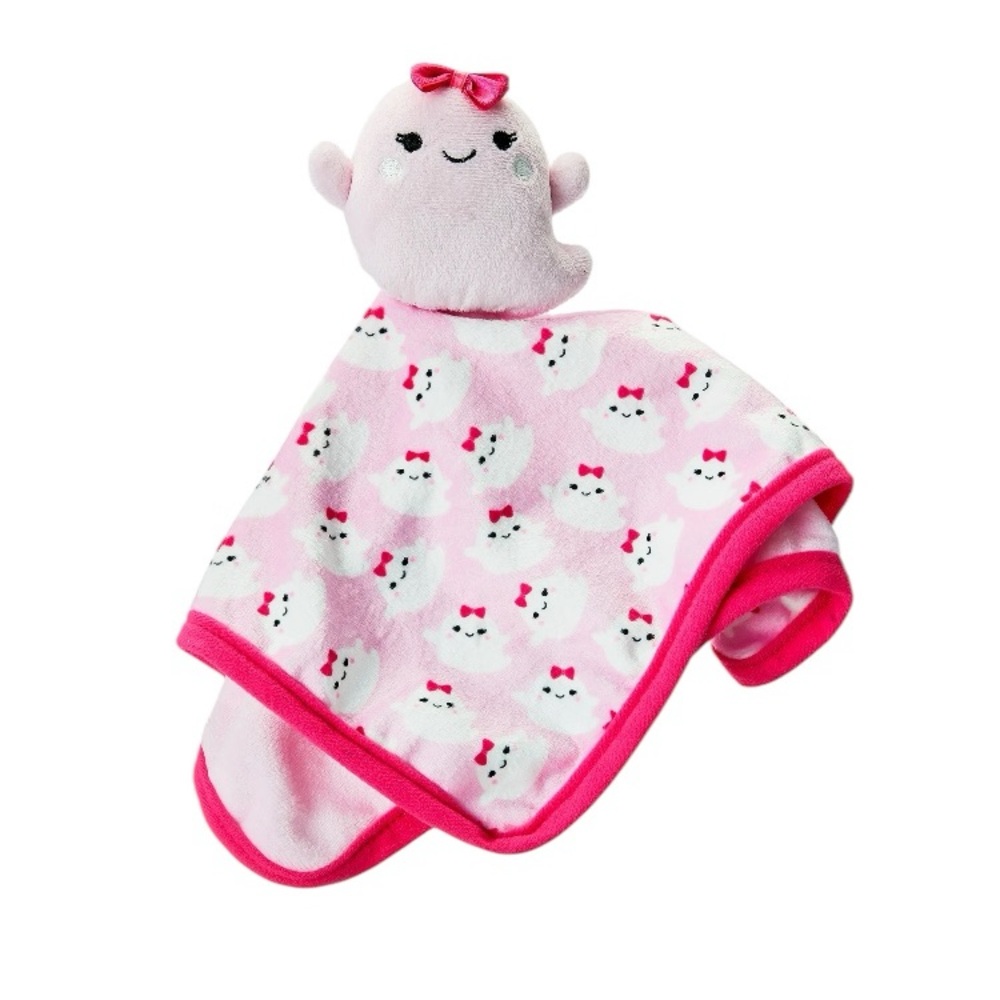 Parent's Choice - Pink Ghost Security Baby Blanket, 11" × 11"
